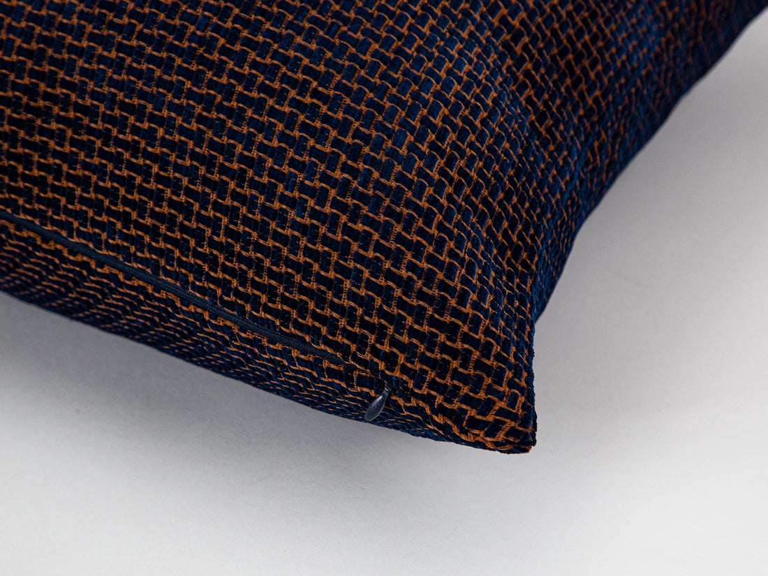 Navy and Rust Basket Weave Pillow Cover