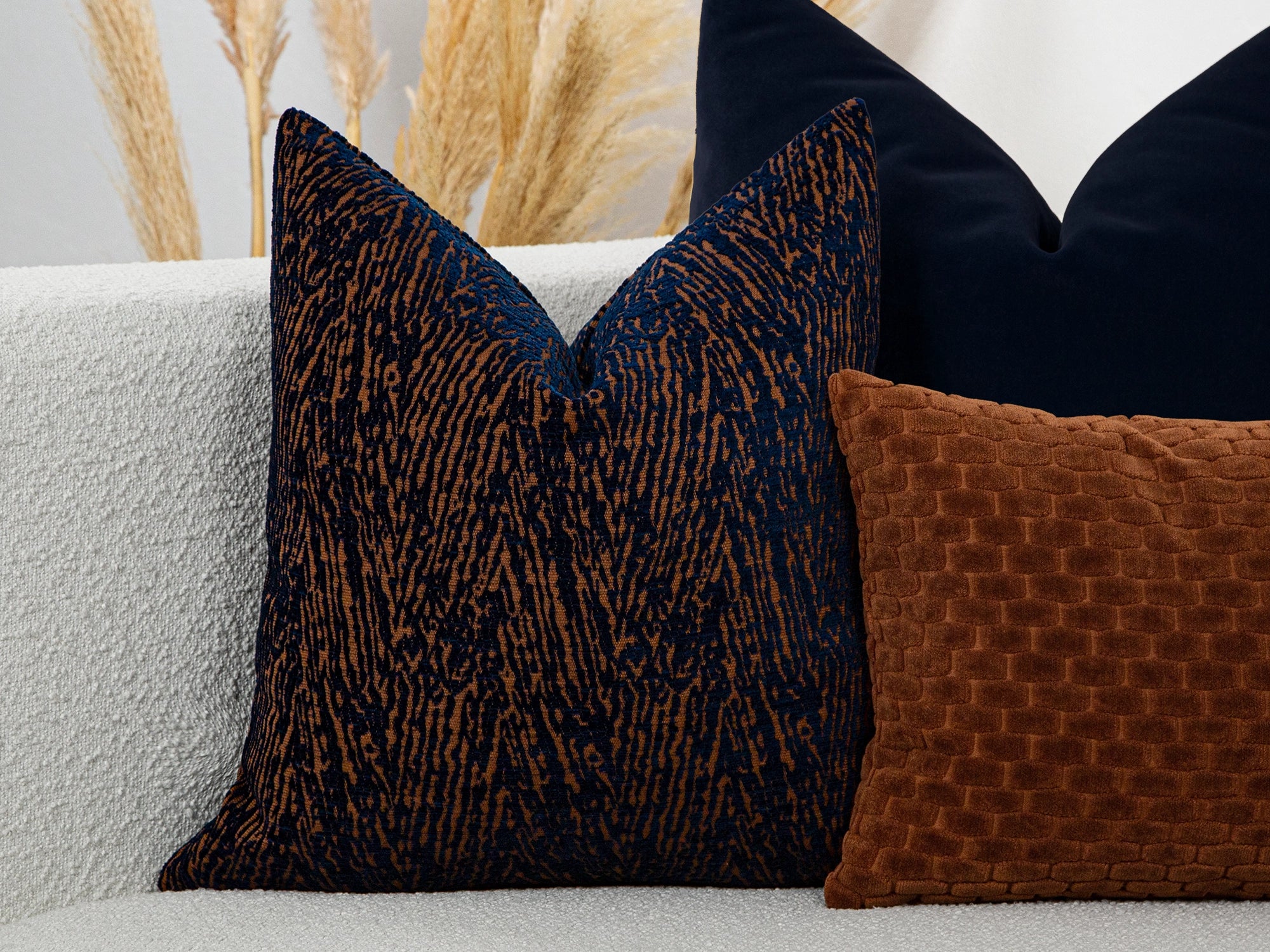 Navy and Rust Abstract Zebra Pillow Cover