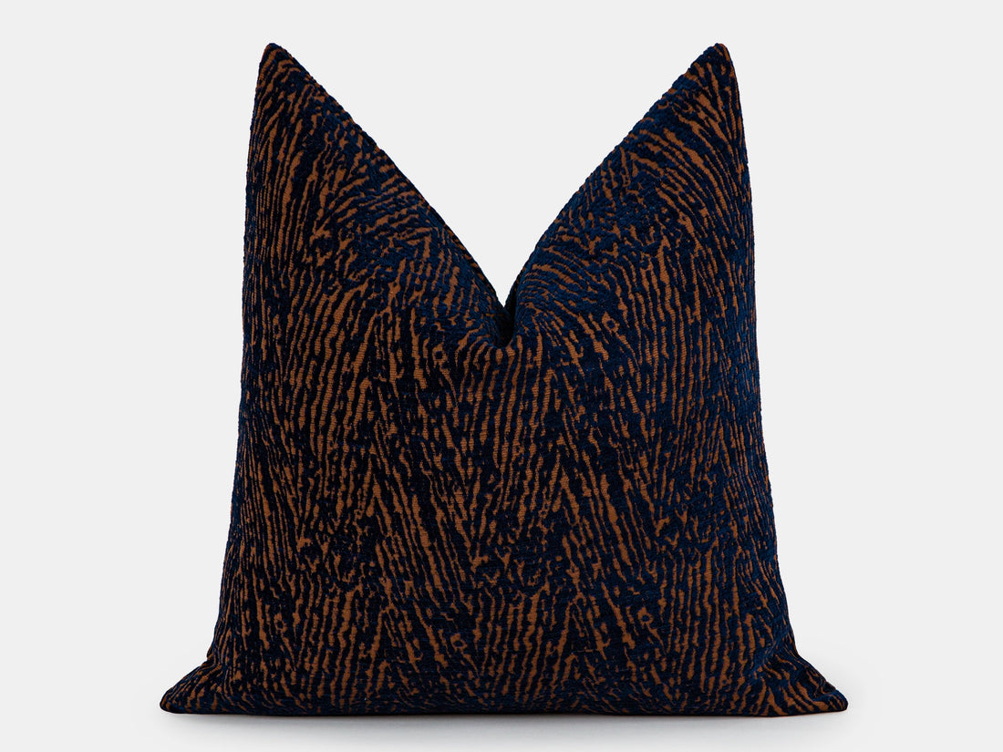 Navy and Rust Abstract Zebra Pillow Cover