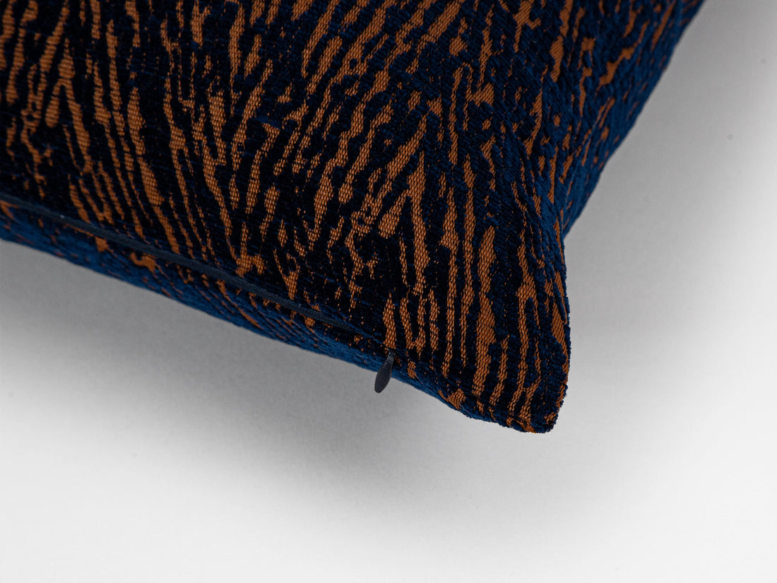 Navy and Rust Abstract Zebra Pillow Cover