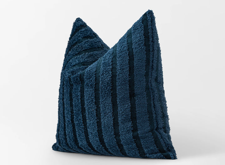 Navy Striped Super Soft Fluffy Pillow Cover