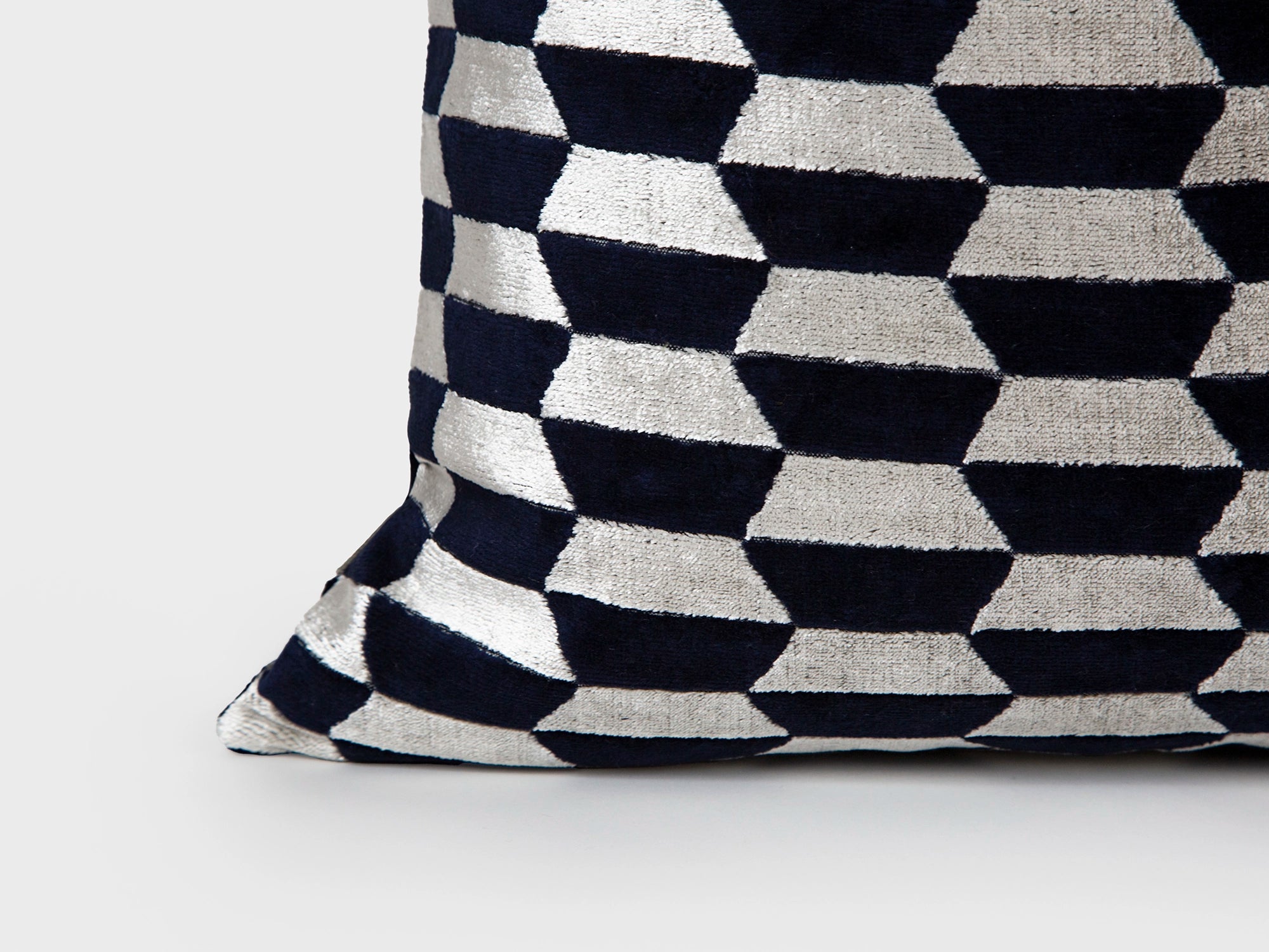 Navy Art Deco Geometric Velvet Pillow