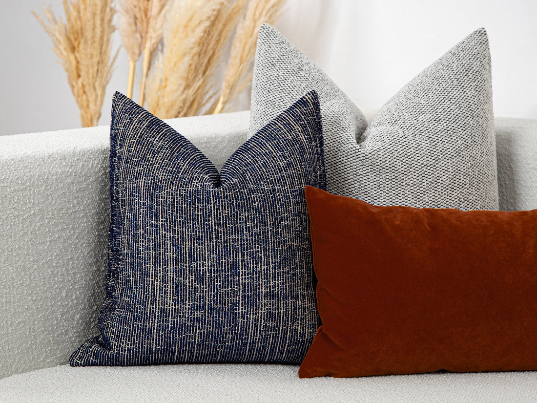 Navy Blue Woven Pillow Cover