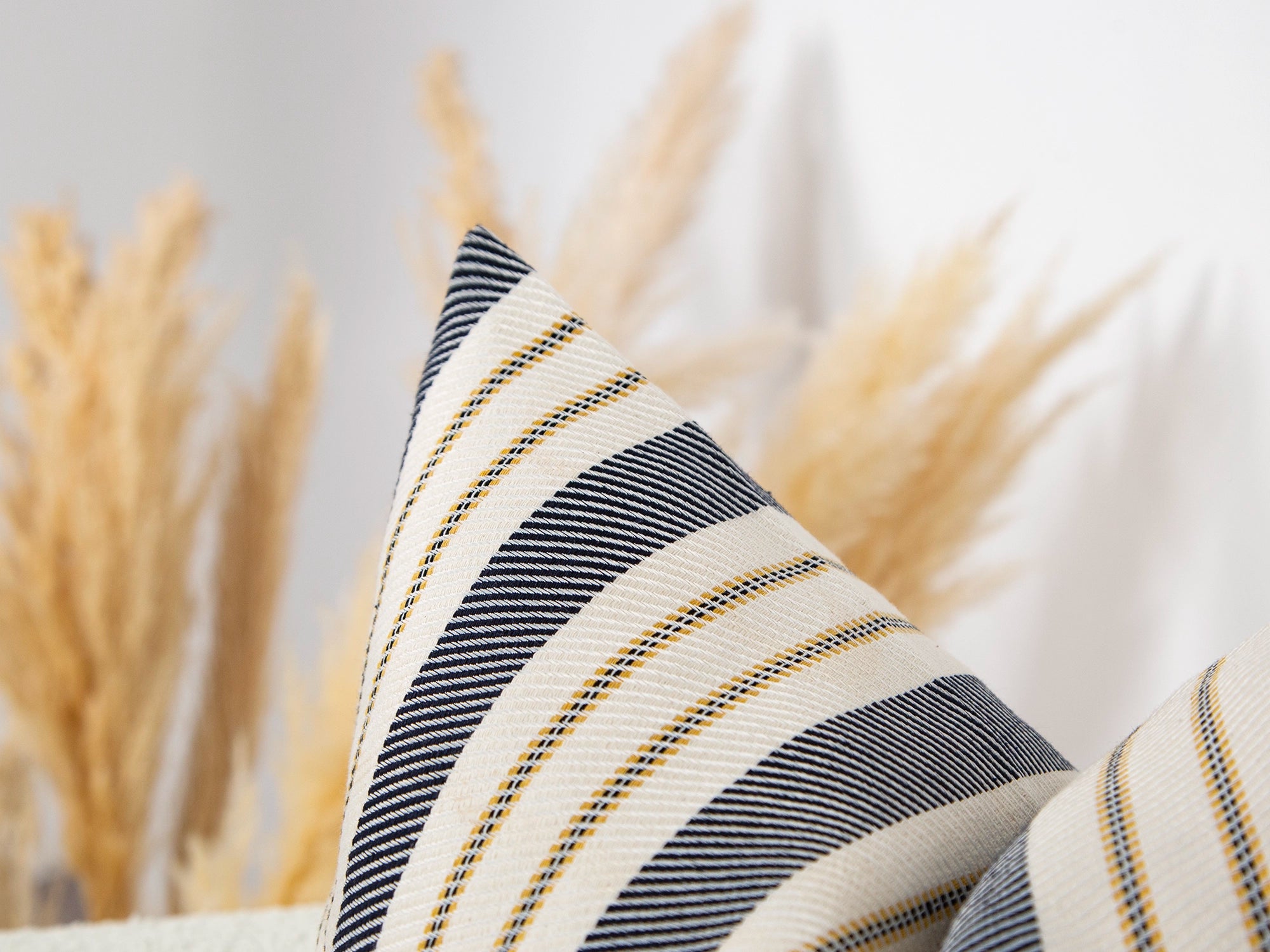 Navy Striped Linen Pillow Cover