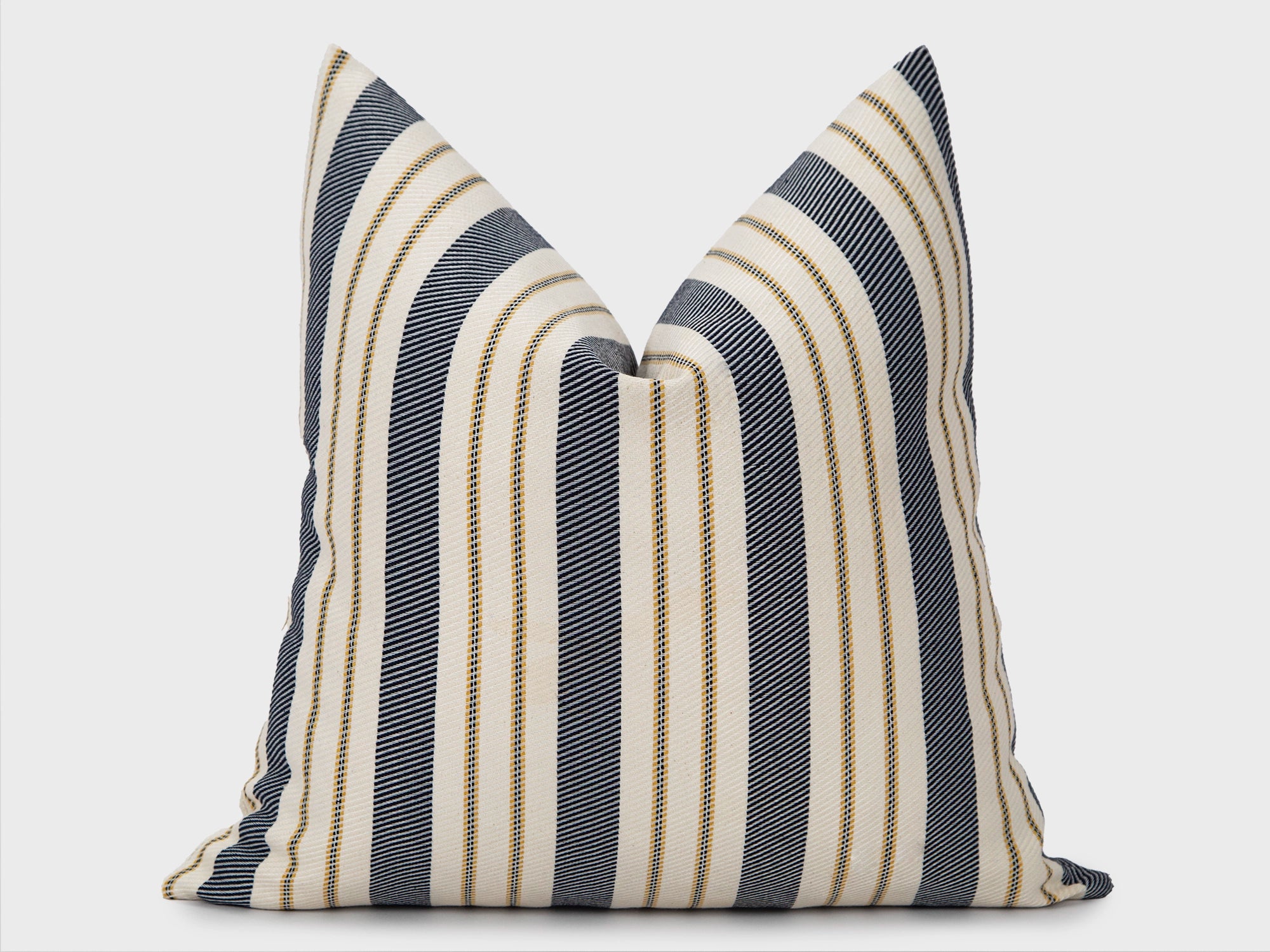 Navy Striped Linen Pillow Cover