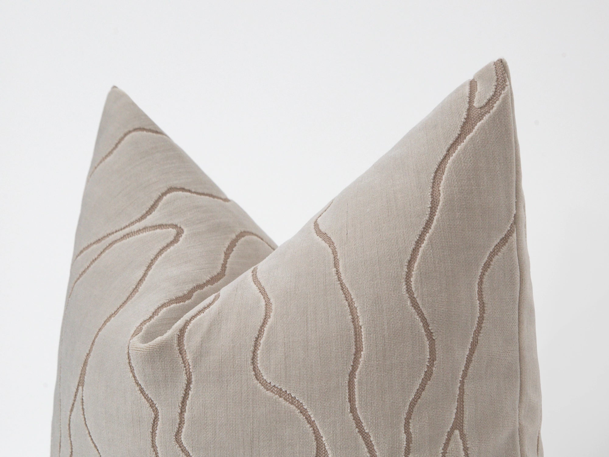 Neutral Abstract Cut Velvet Pillow Cover