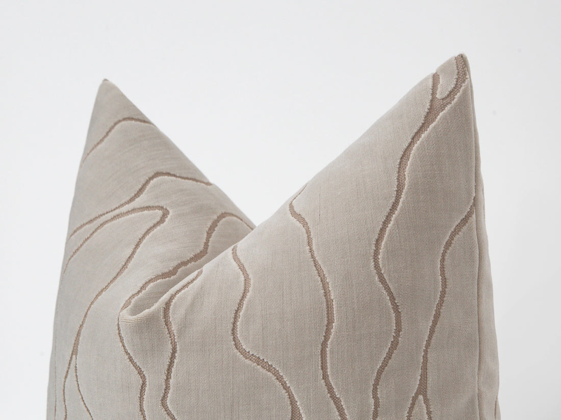 Neutral Abstract Cut Velvet Pillow Cover