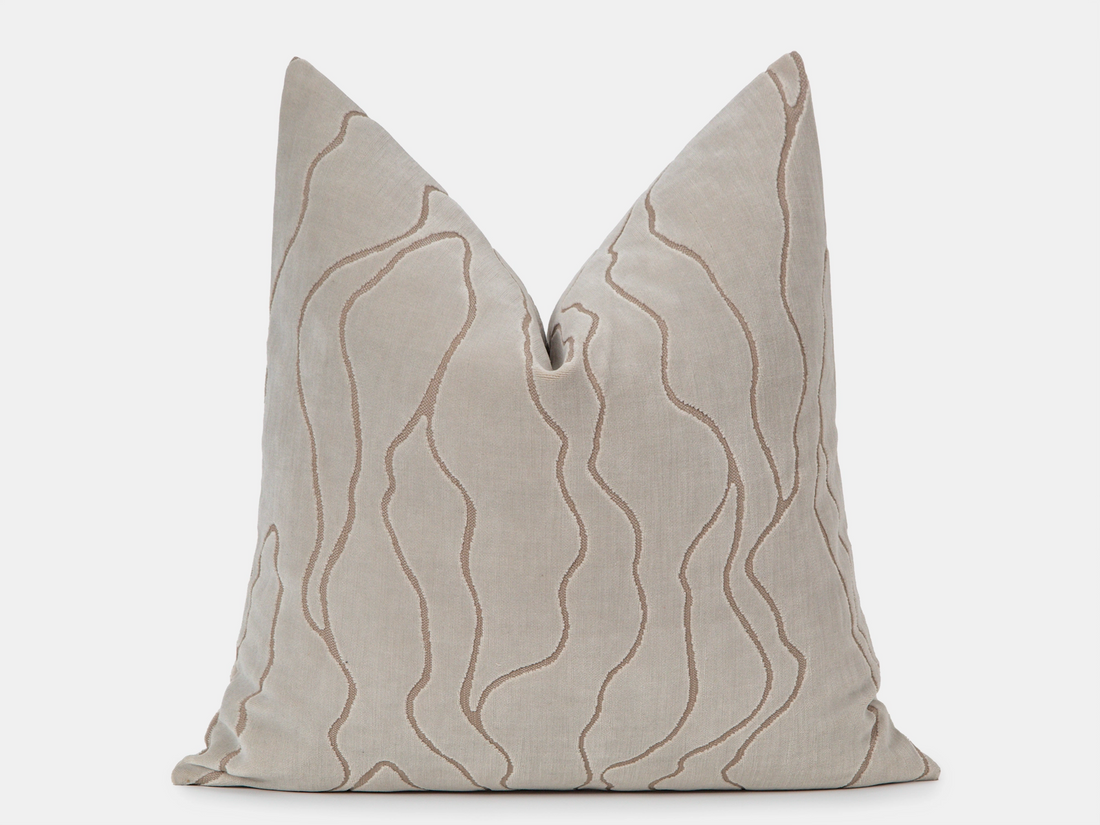 Neutral Abstract Cut Velvet Pillow Cover