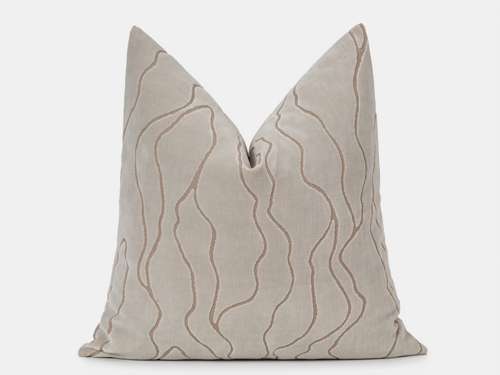 Neutral Abstract Cut Velvet Pillow Cover