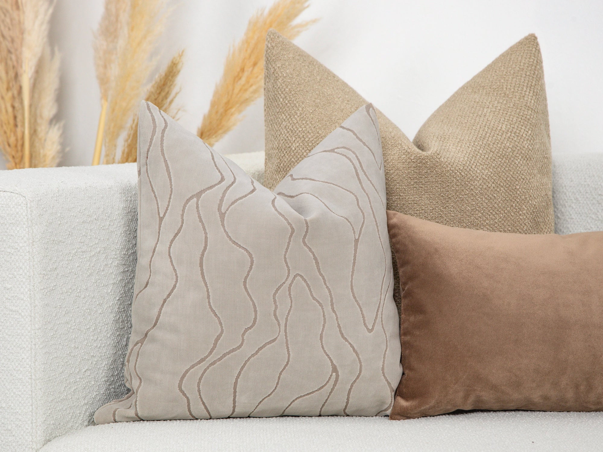 Neutral Abstract Cut Velvet Pillow Cover