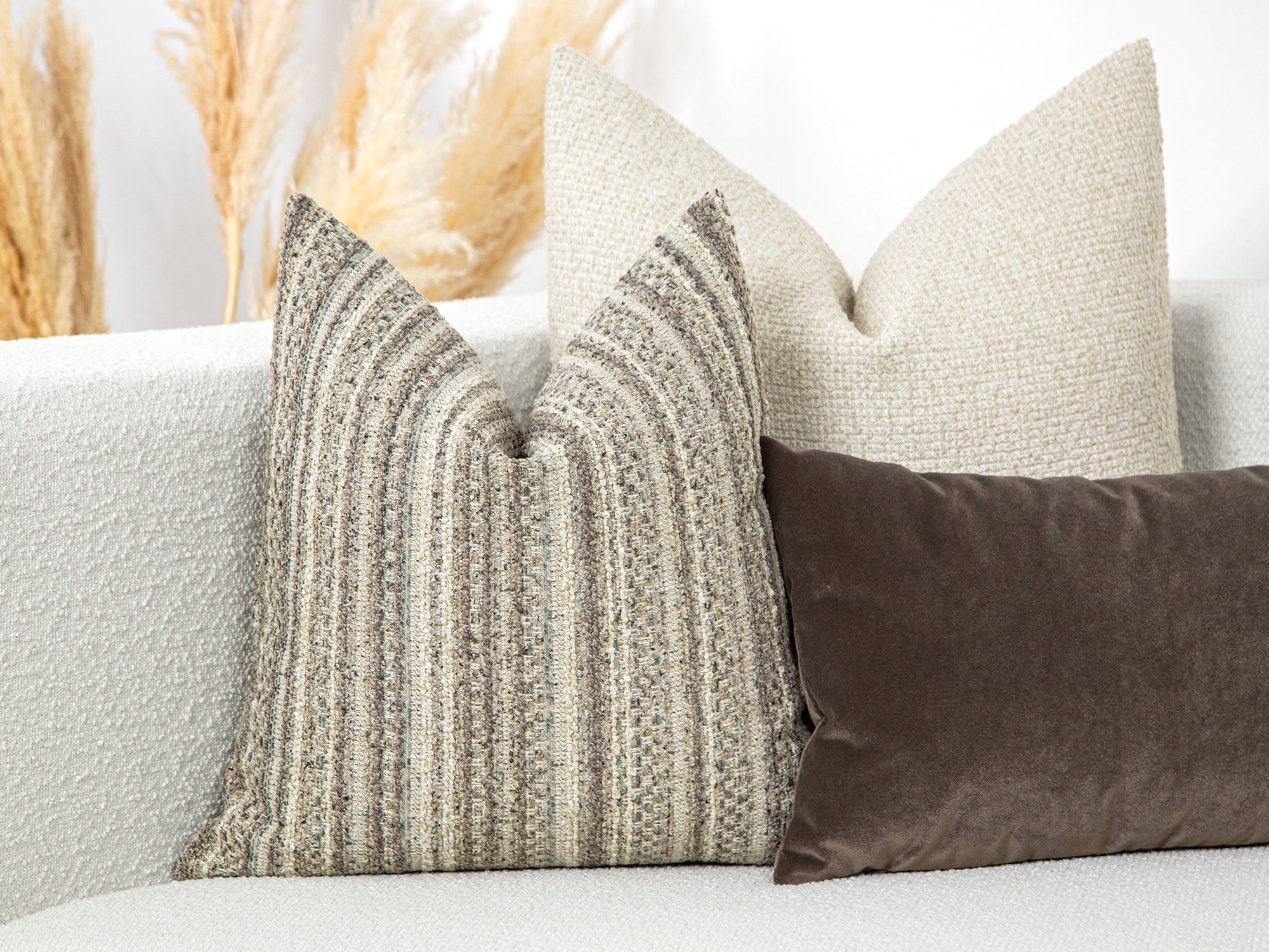 Taupe and Beige Striped Pillow Cover