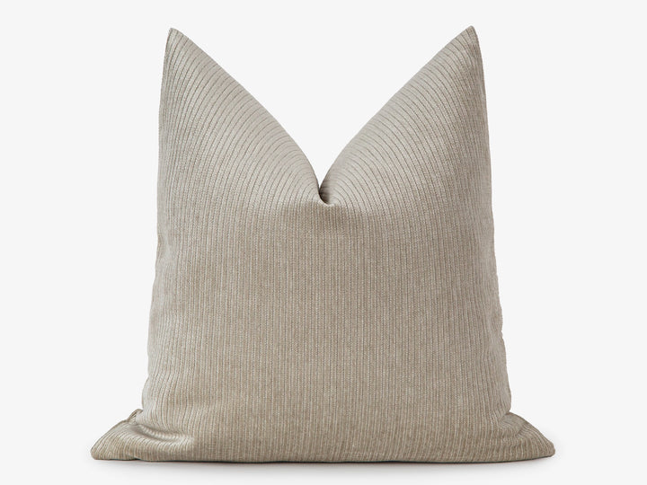 Neutral Beige Striped Pillow Cover