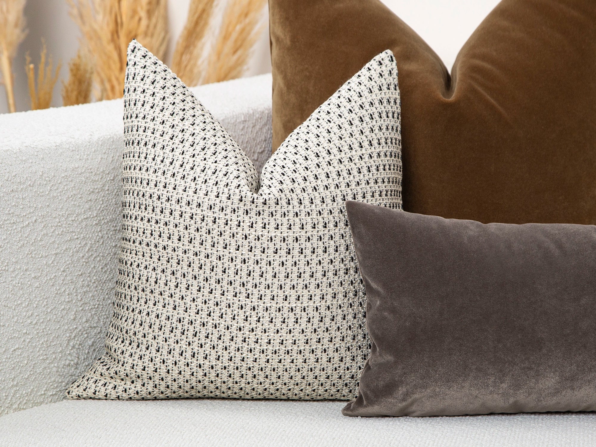 Neutral Beige Structured Woven Pillow Cover