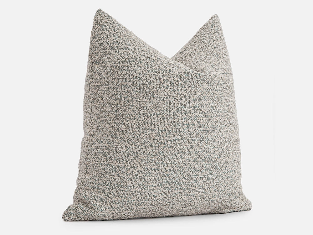Tan and Dusty Blue Pillow Cover - Boucle & Textured