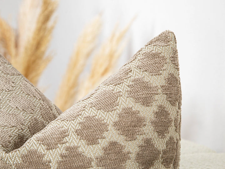 Textured Beige Spotted Boho Pillow Cover