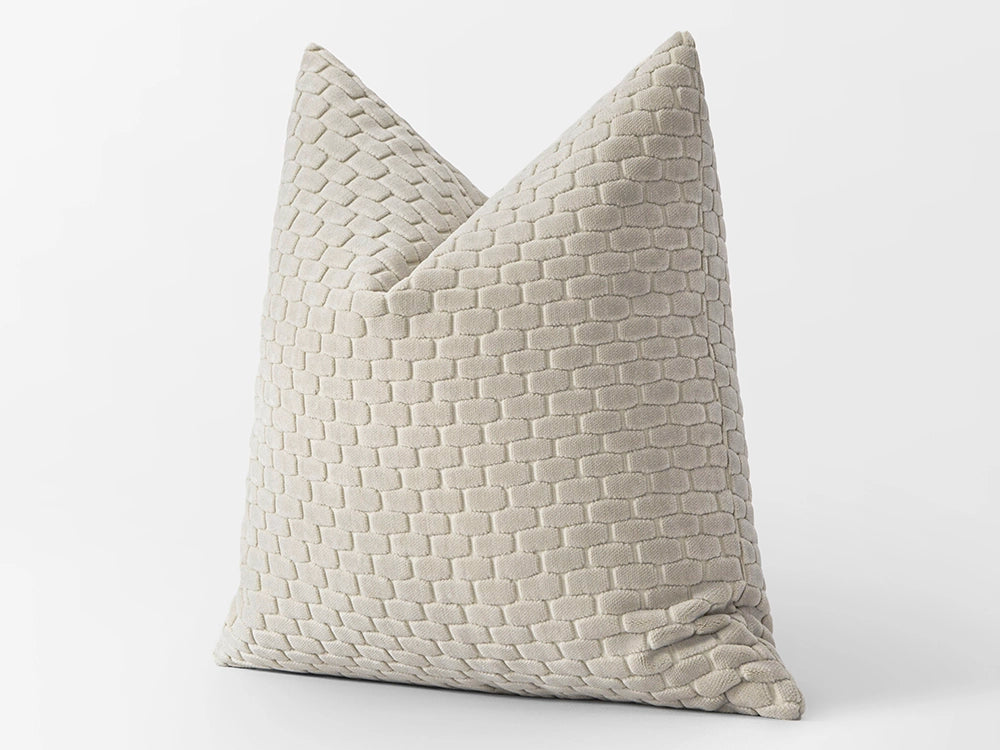 Neutral Textured Pillow Cover - Cut Velvet
