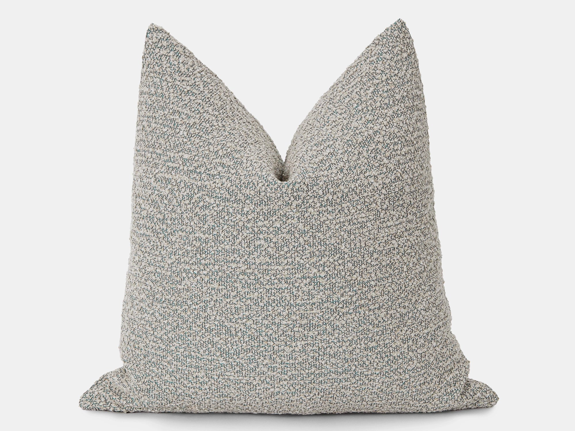 Tan and Dusty Blue Pillow Cover - Boucle & Textured
