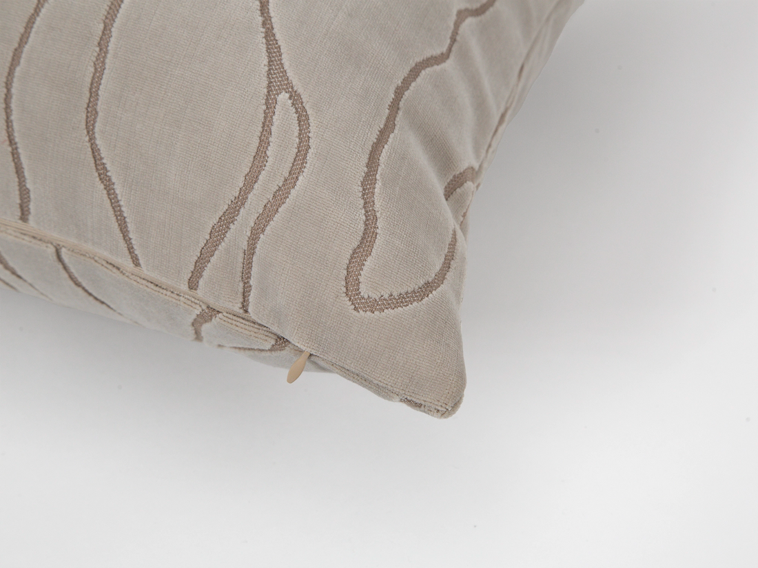 Neutral Abstract Cut Velvet Pillow Cover