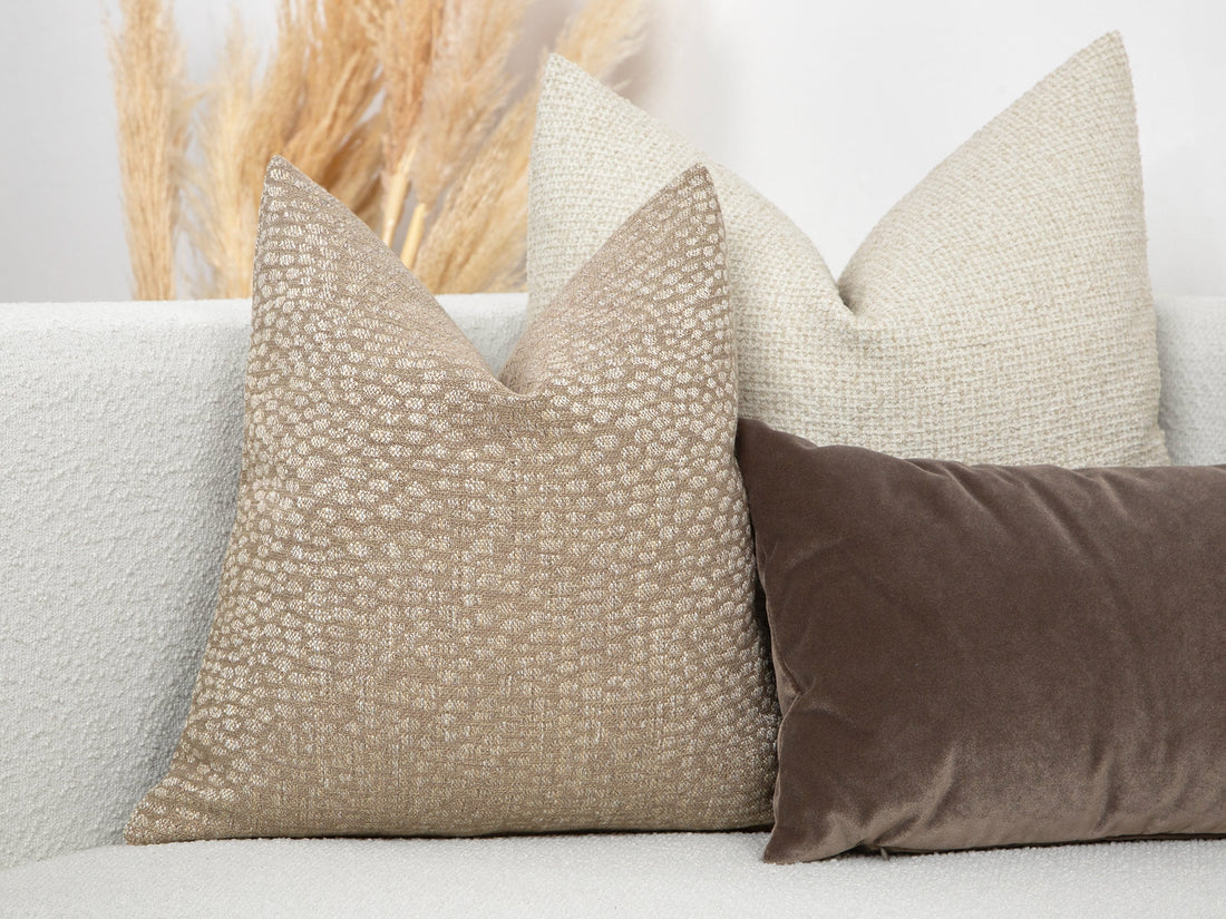 Beige Dotted Woven Pillow Cover