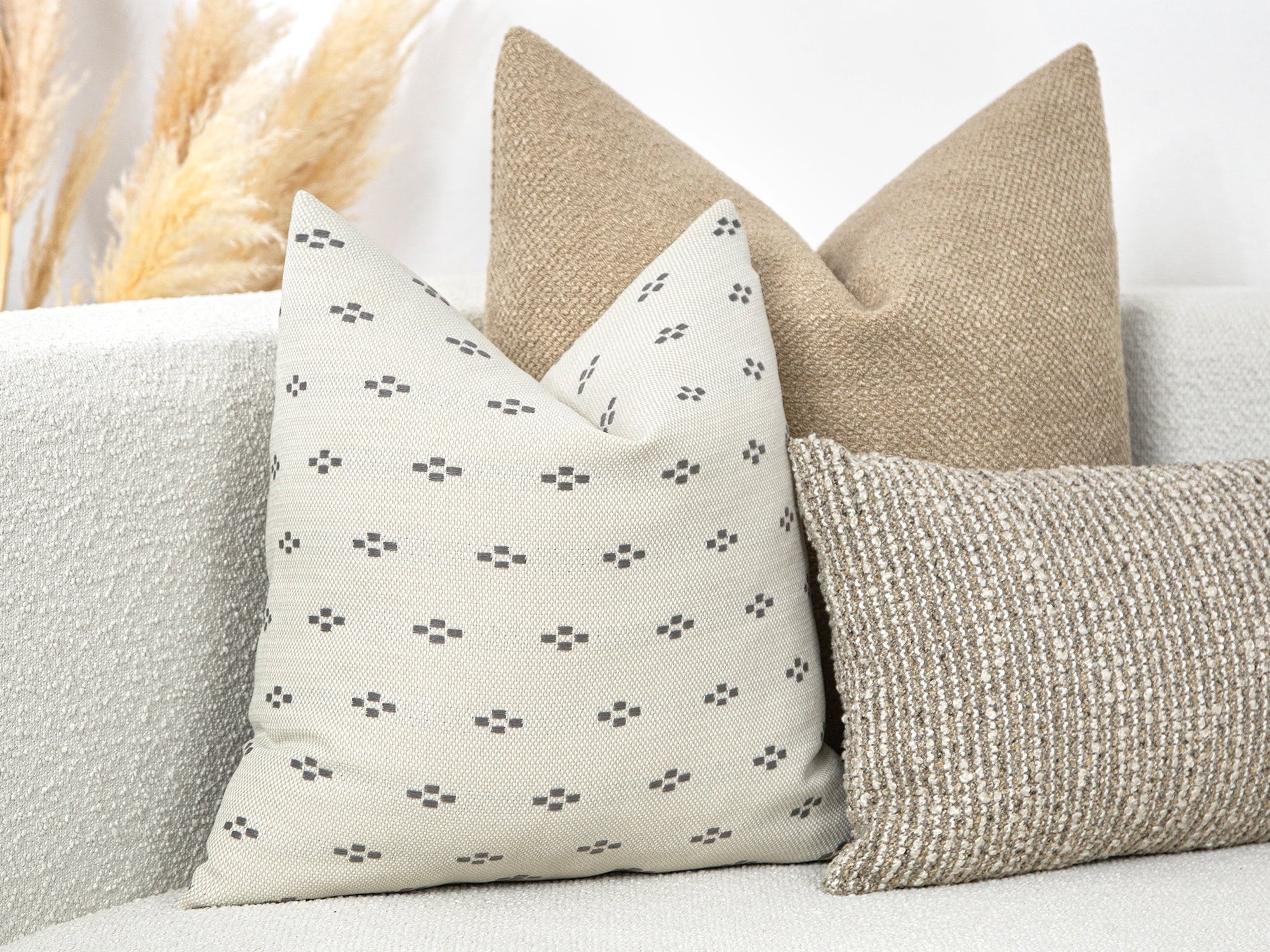 Boho Dotted Pillow Cover - Neutral & Earthy