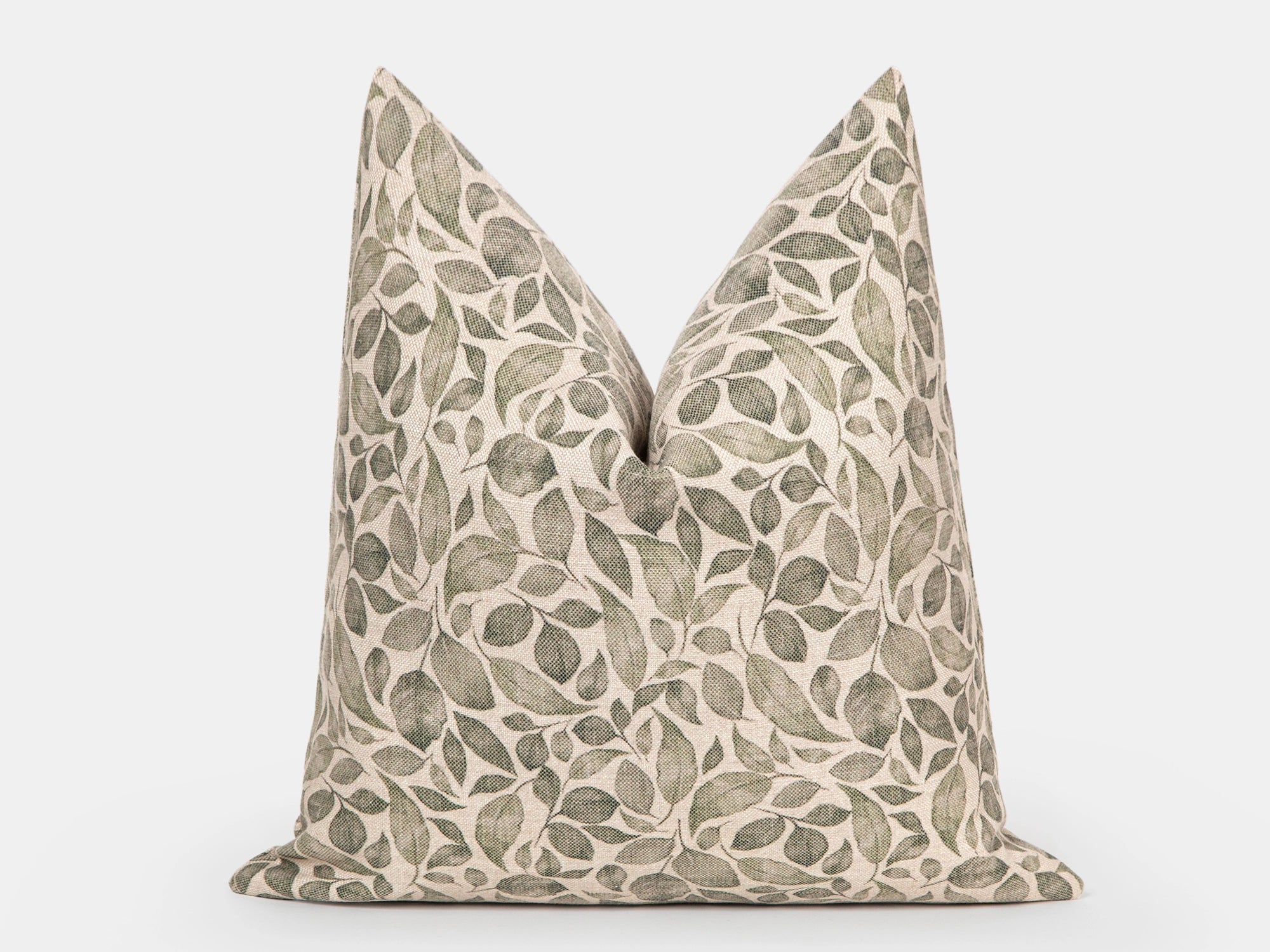 Neutral Green Botanical Pillow Cover