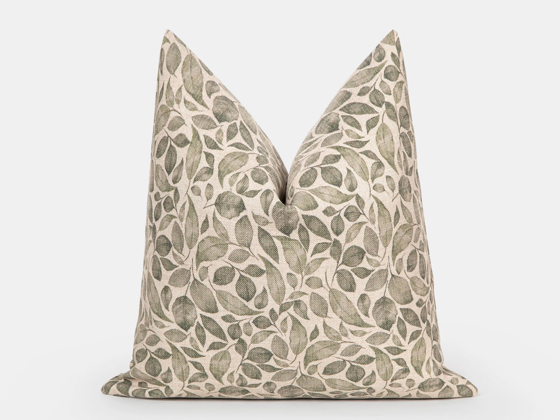 Neutral Green Botanical Pillow Cover
