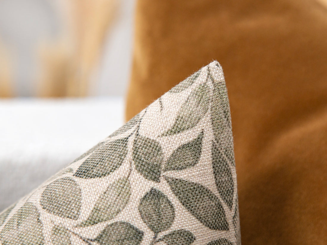 Neutral Green Botanical Pillow Cover