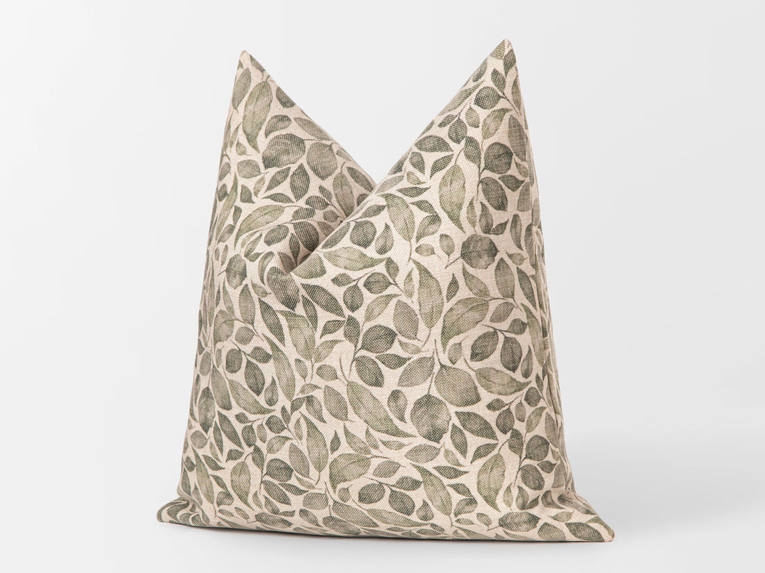 Neutral Green Botanical Pillow Cover
