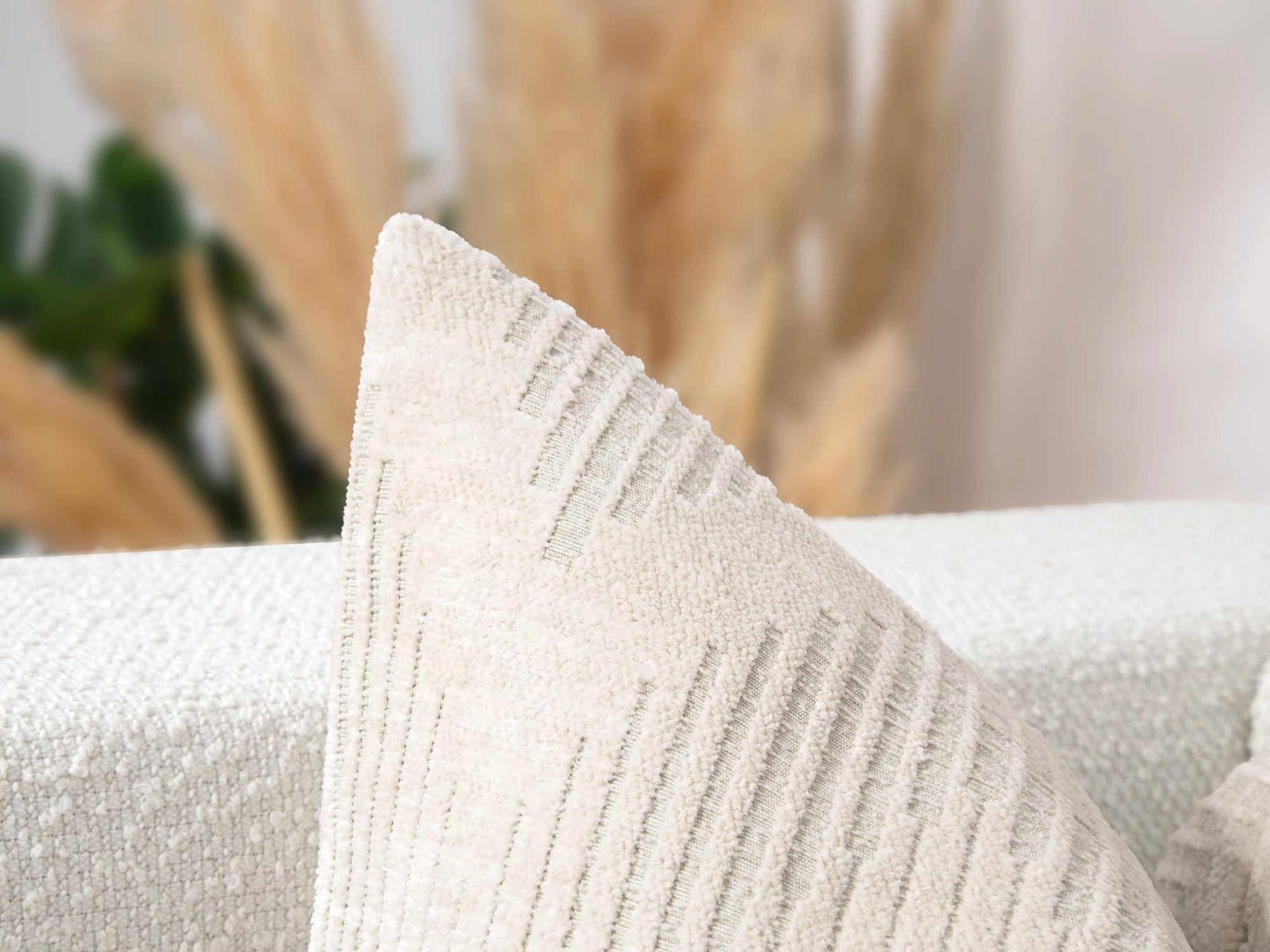 Ivory Geometric Textured Pillow Cover