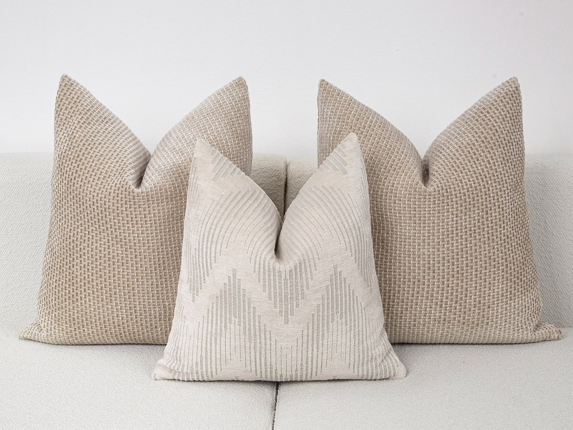 Ivory Geometric Textured Pillow Cover