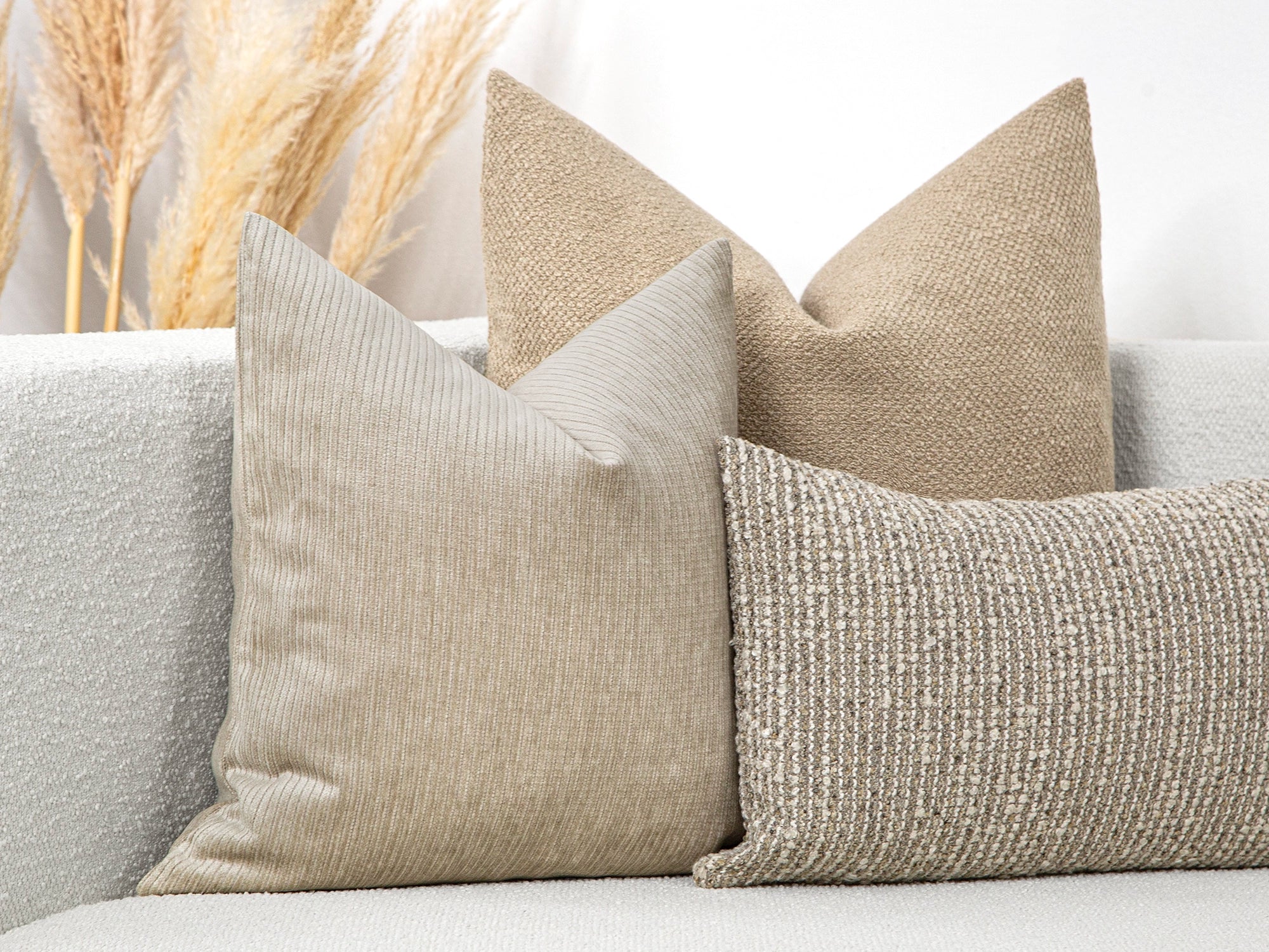 Neutral Beige Striped Pillow Cover