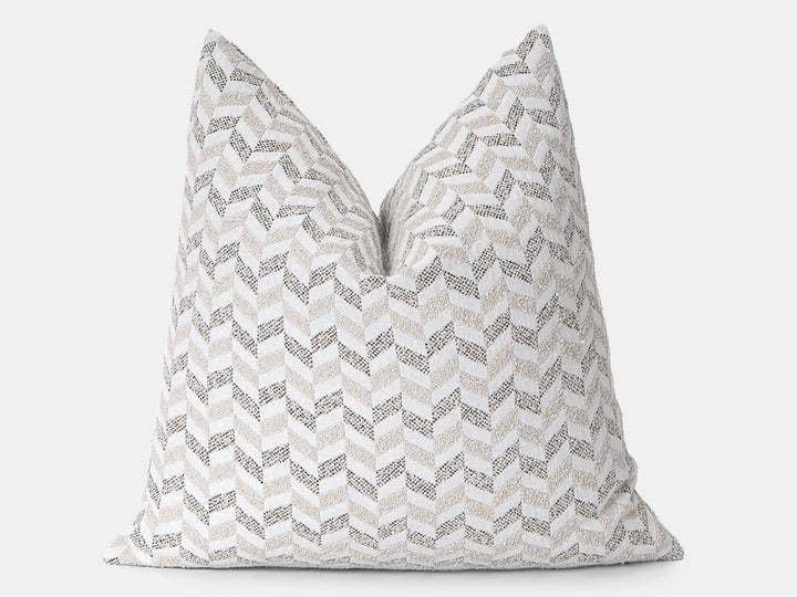 Neutral Herringbone Pillow Cover - Textured & Boucle