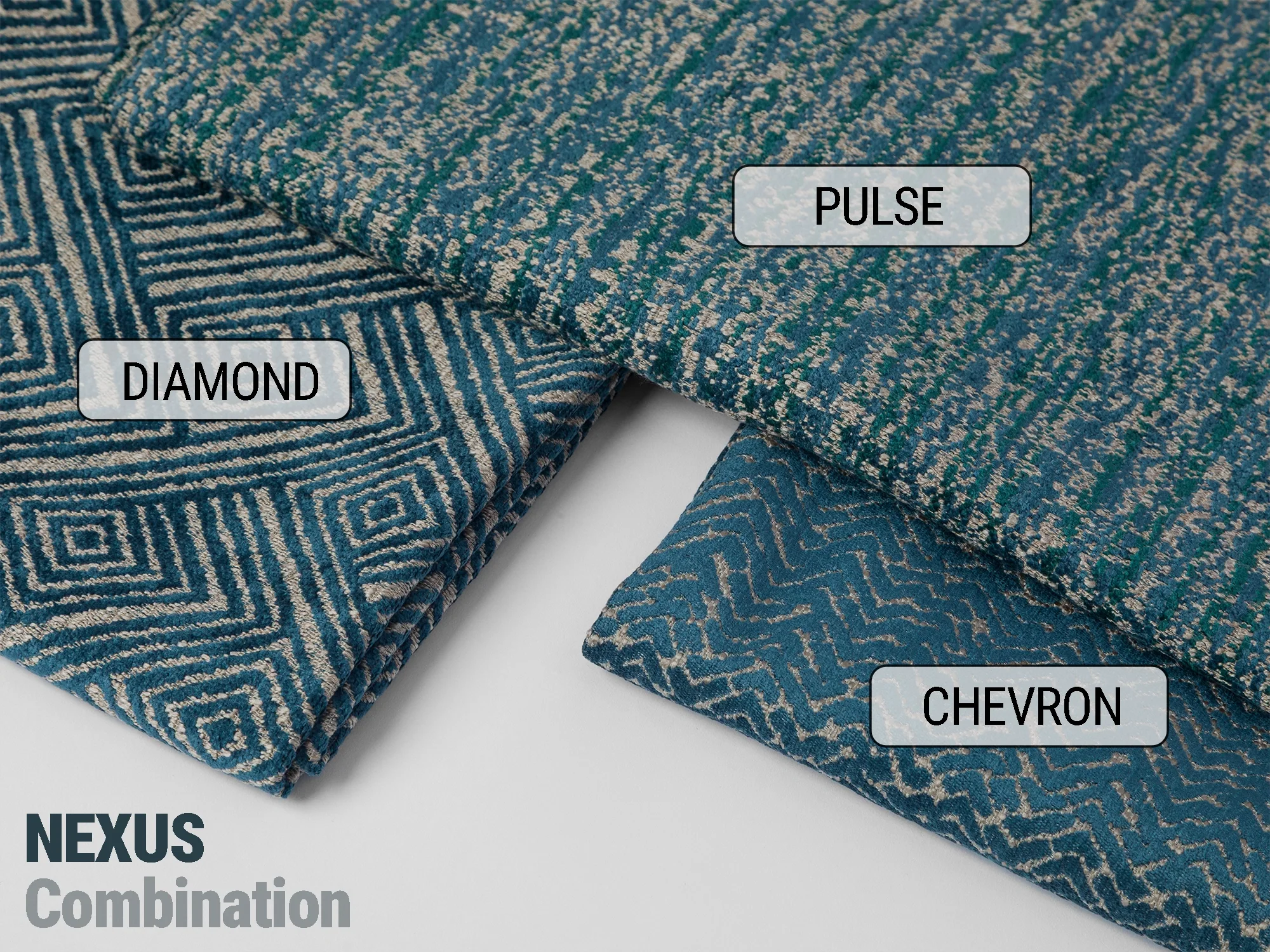 Blue Textured Upholstery Fabric - Nexus Pulse