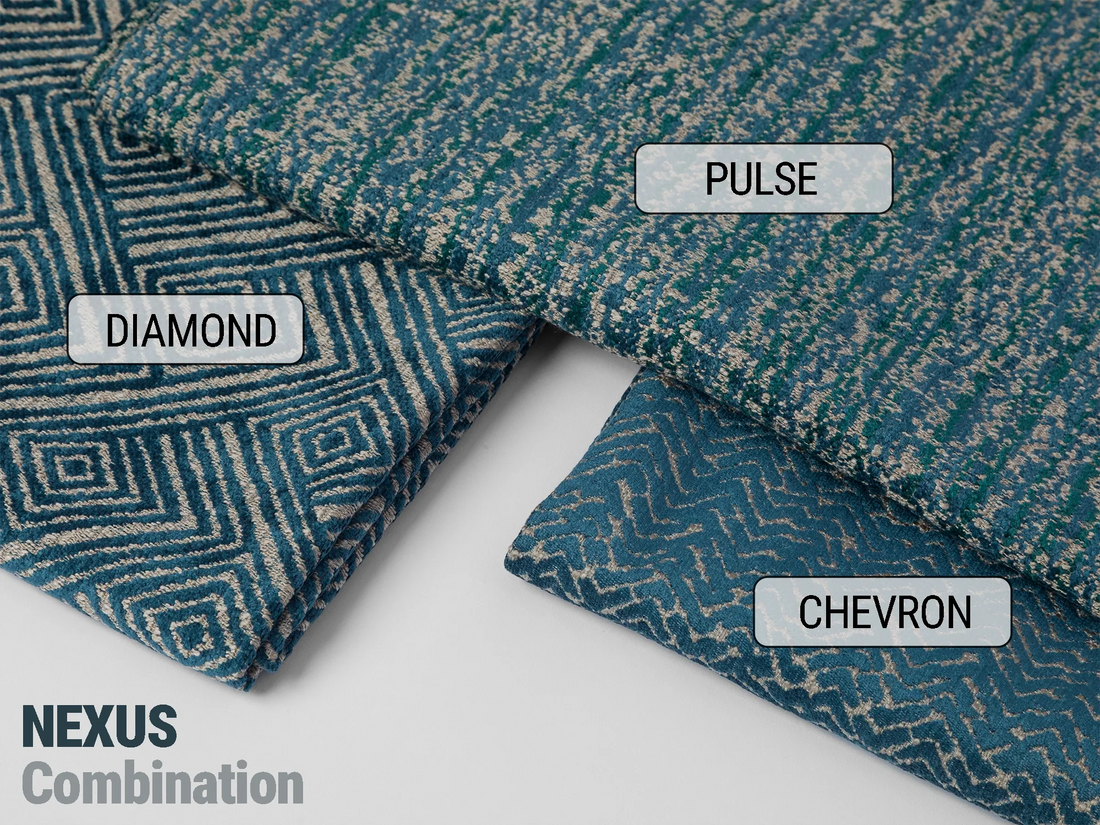 Blue Textured Upholstery Fabric - Nexus Pulse