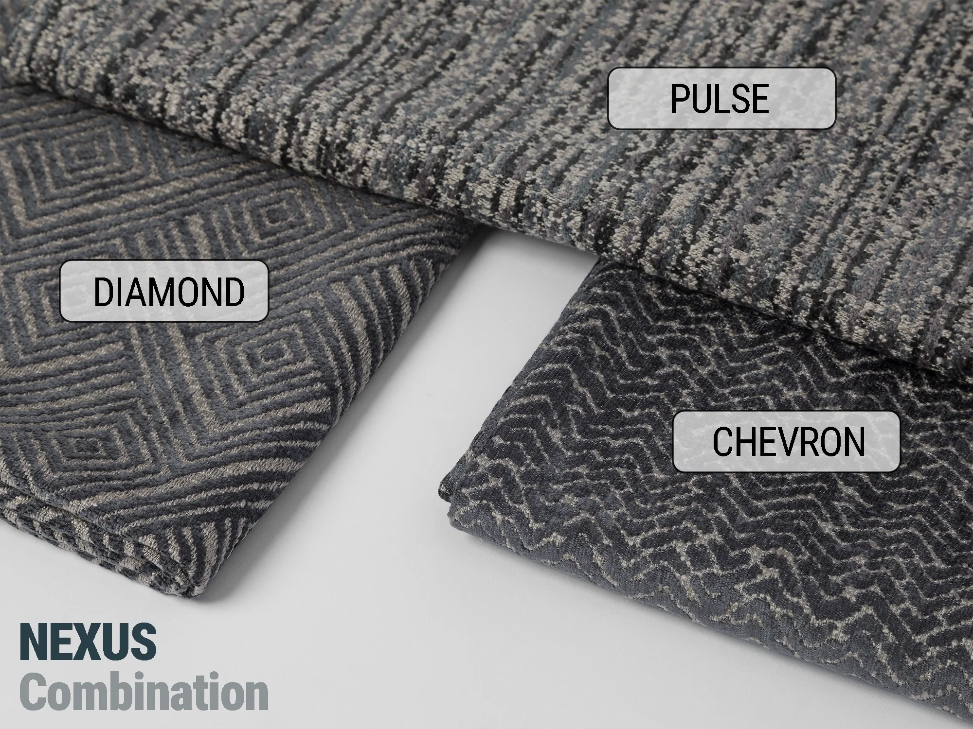 Dark Gray Geometric Upholstery Fabric – Nexus Diamond