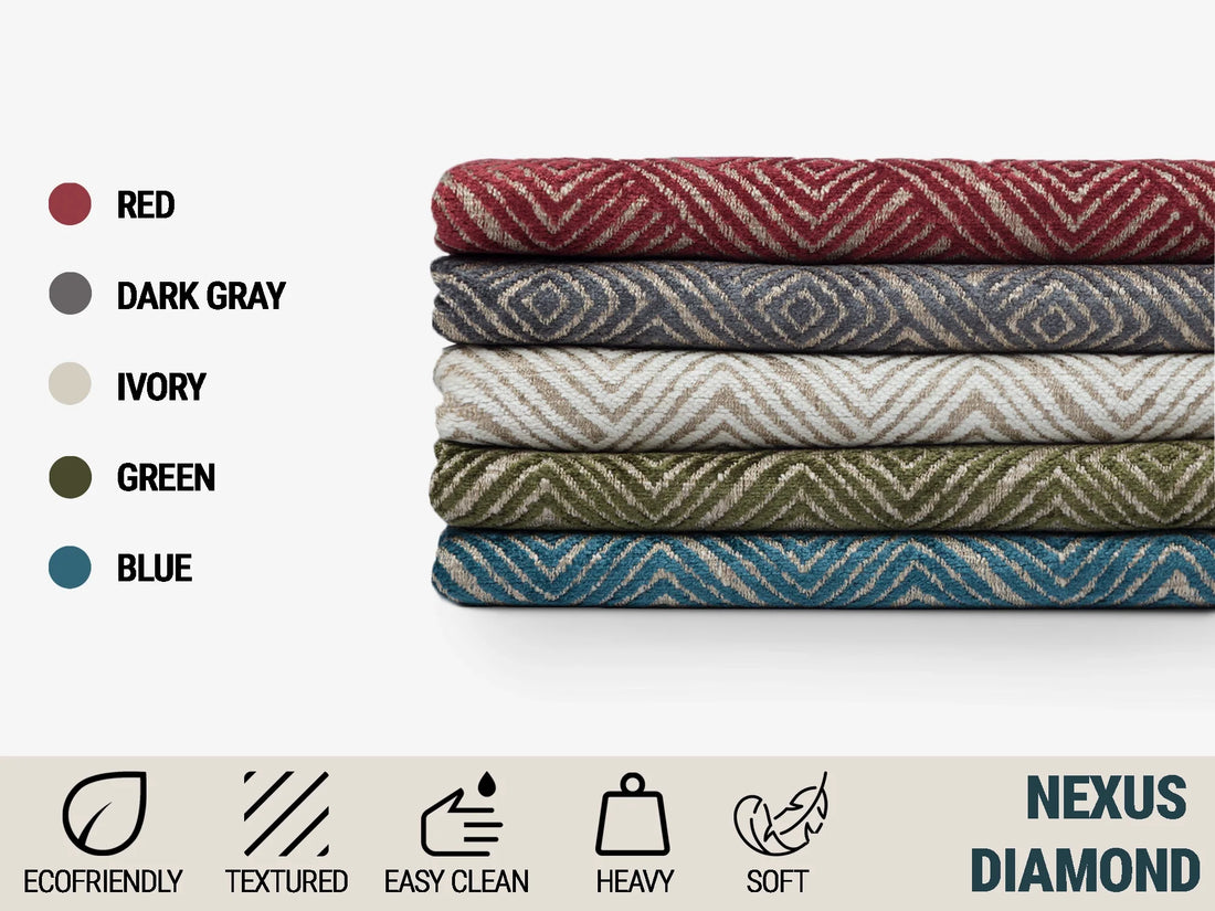 Dark Gray Geometric Upholstery Fabric – Nexus Diamond