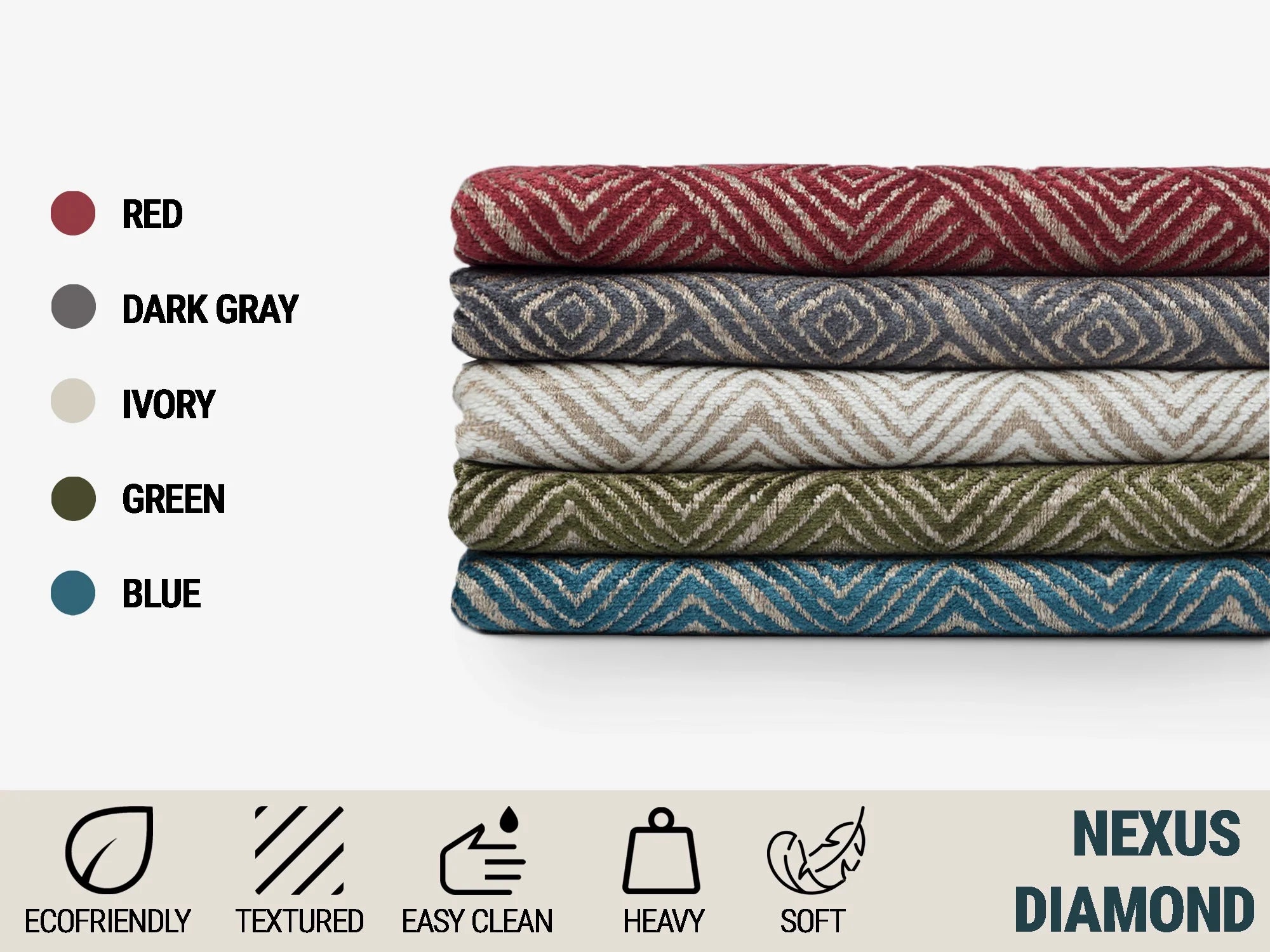 Red Geometric Upholstery Fabric – Nexus Diamond