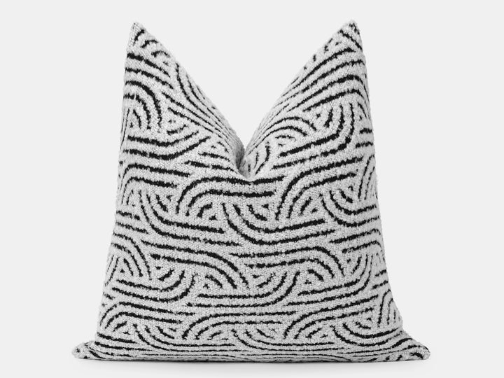 Off White Abstract Geo Textured Pillow Cover