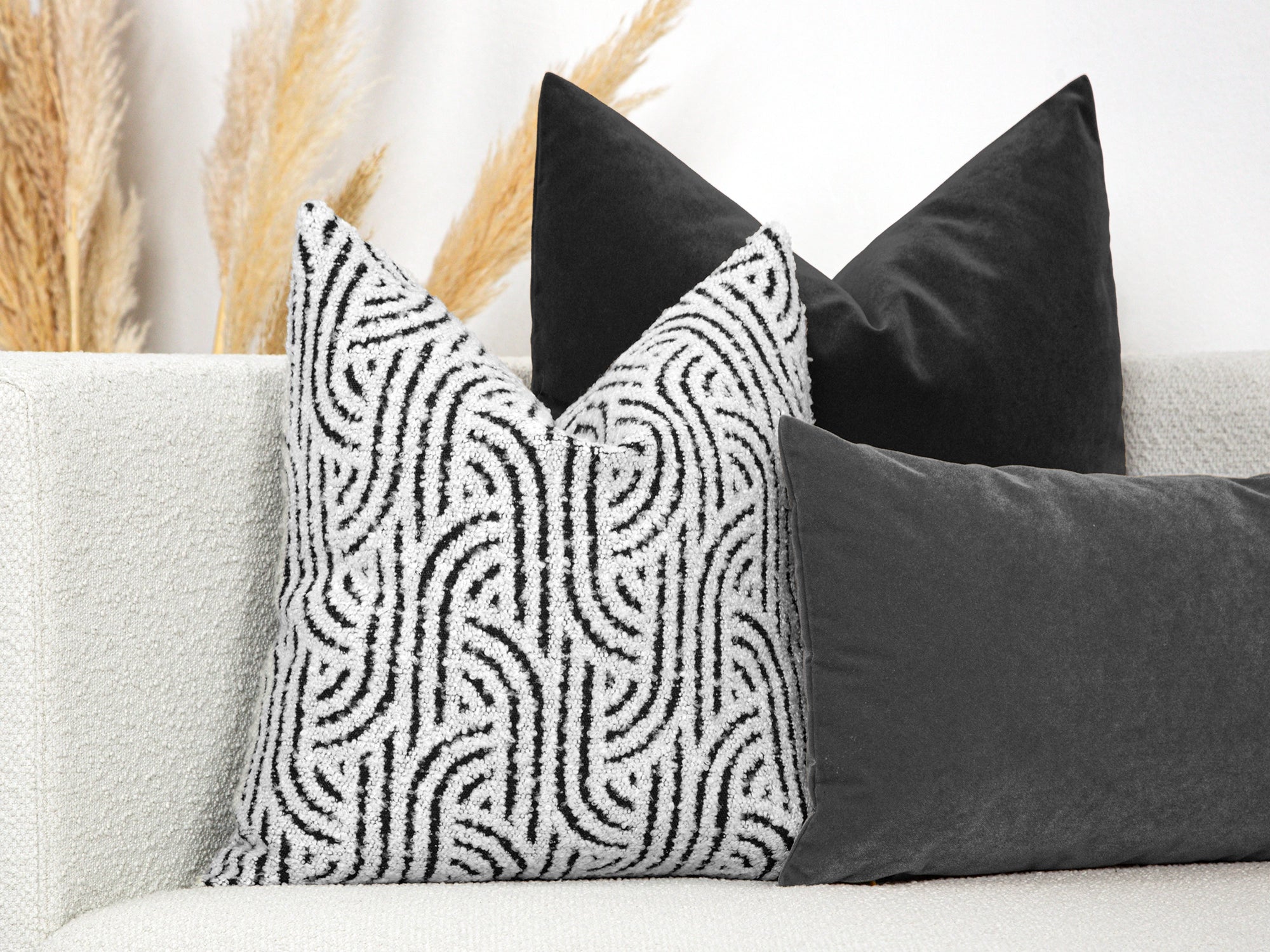 Off White Abstract Geo Textured Pillow Cover