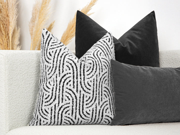 Off White Abstract Textured Pillow Cover