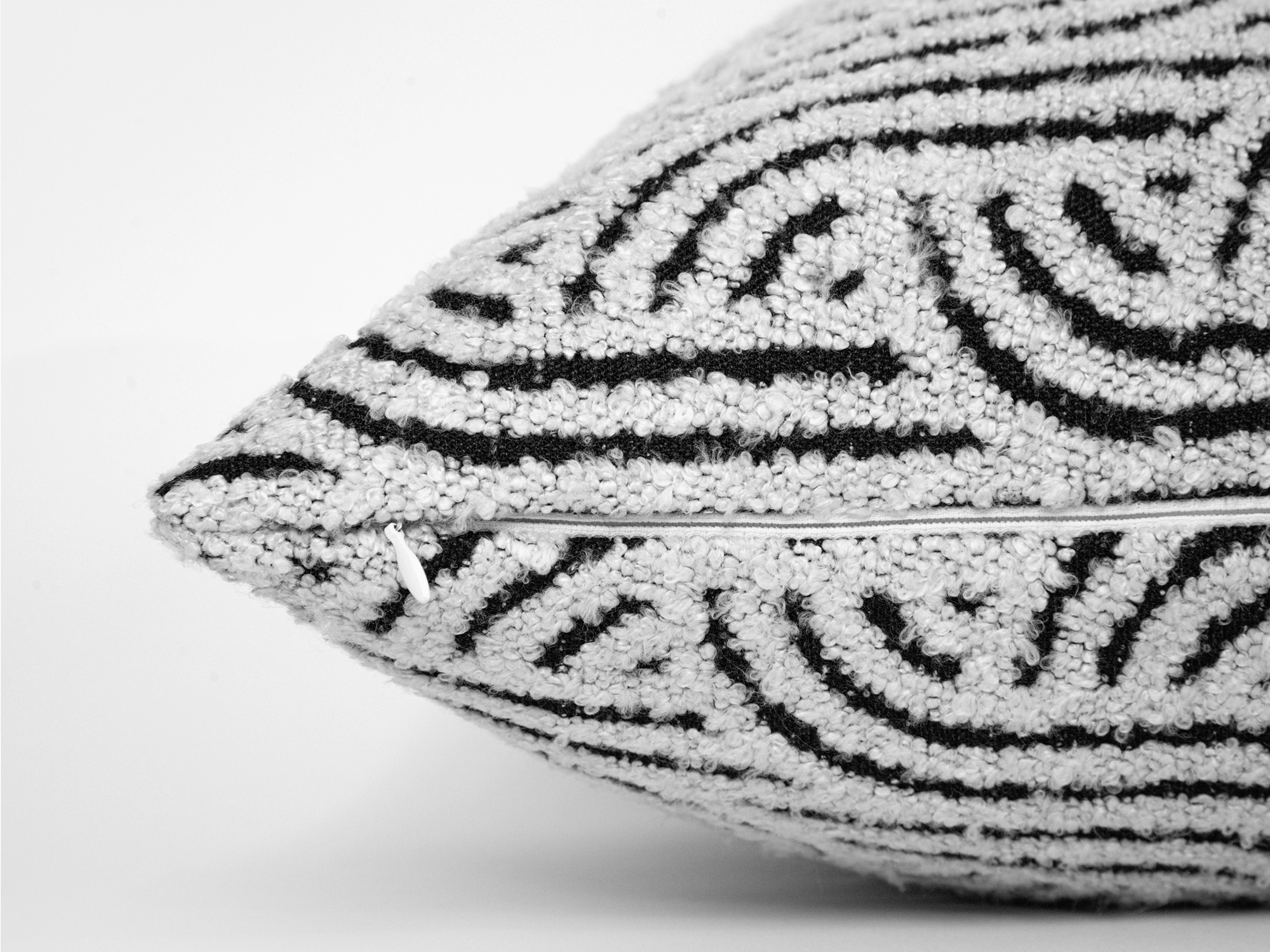 Off White Abstract Geo Textured Pillow Cover