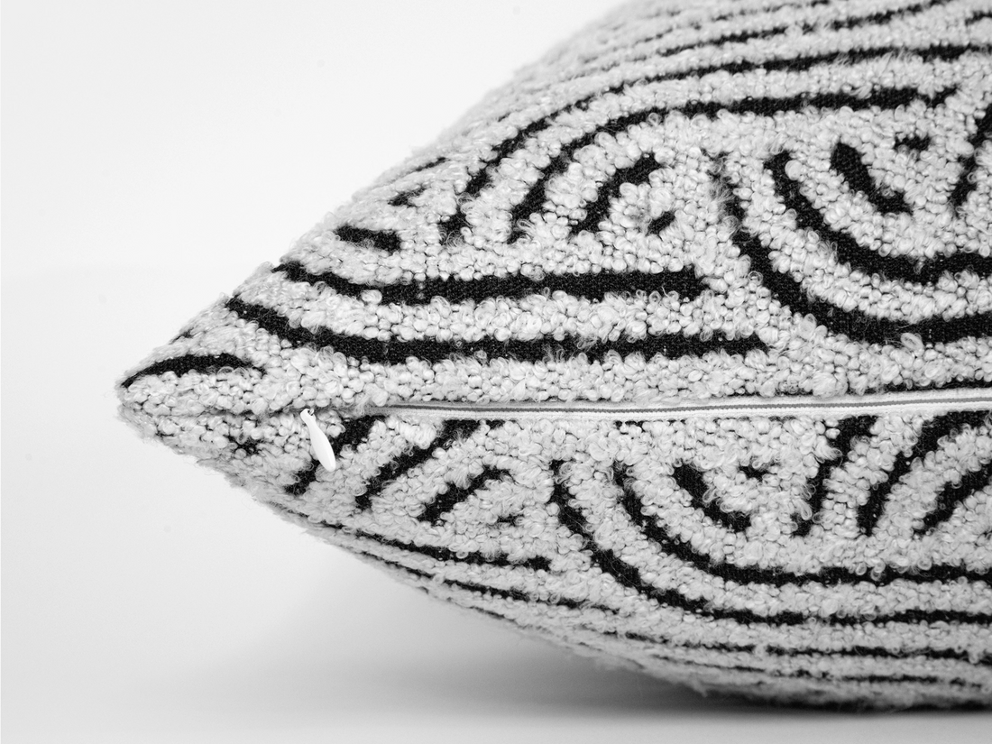 Off White Abstract Geo Textured Pillow Cover