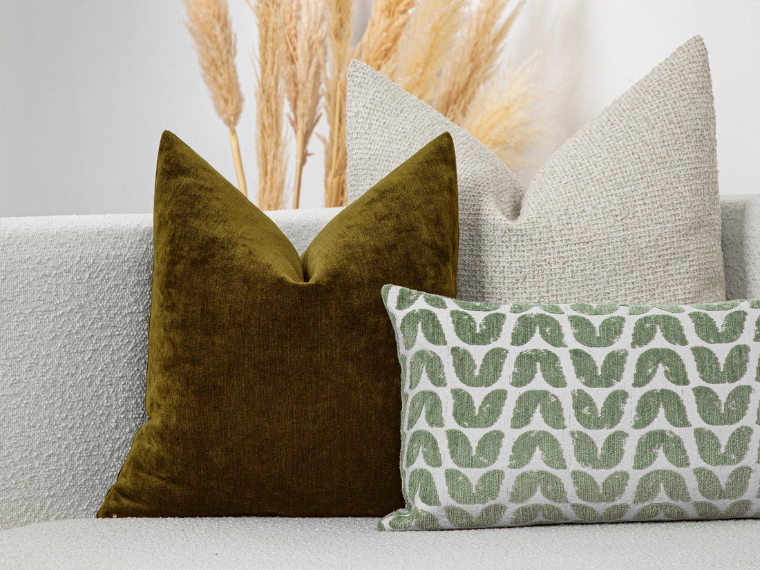 Oil Green Woven Pillow Cover - Lustre