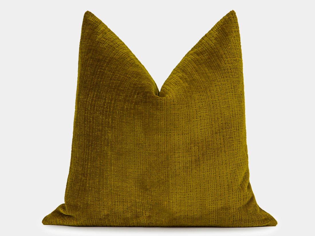 Oil Green Textured Pillow Cover