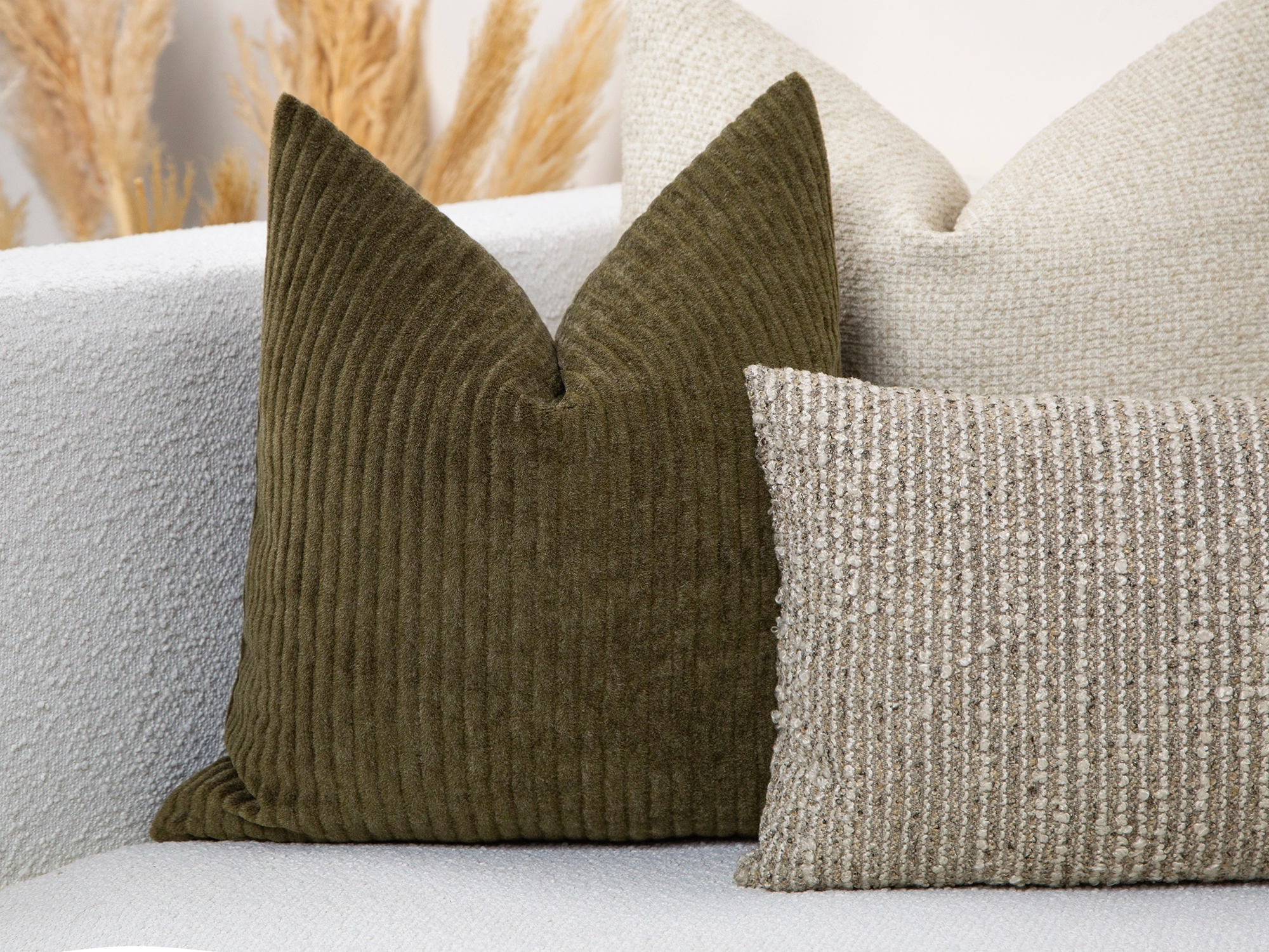 Olive Corduroy Mohair Velvet Pillow Cover