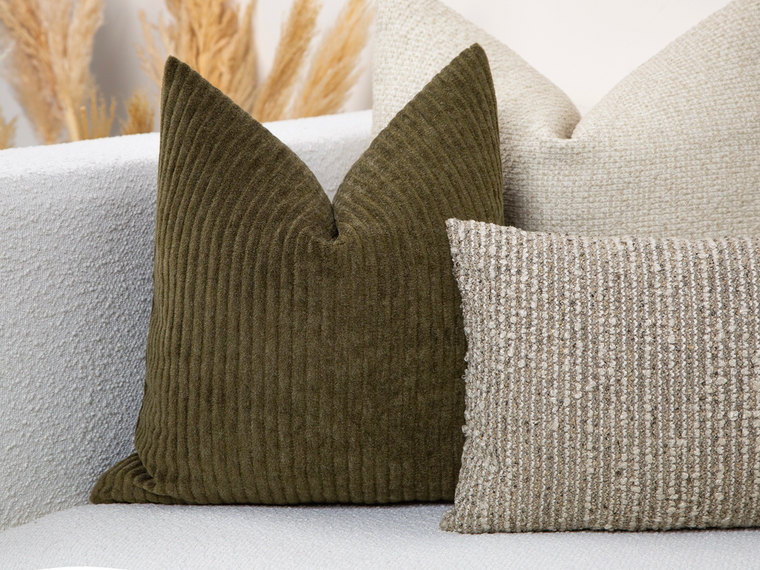 Olive Corduroy Mohair Velvet Pillow Cover