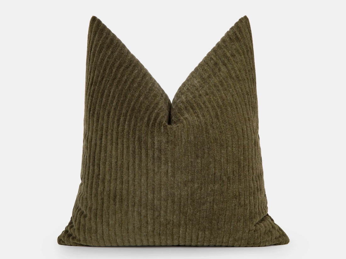 Olive Corduroy Mohair Velvet Pillow Cover