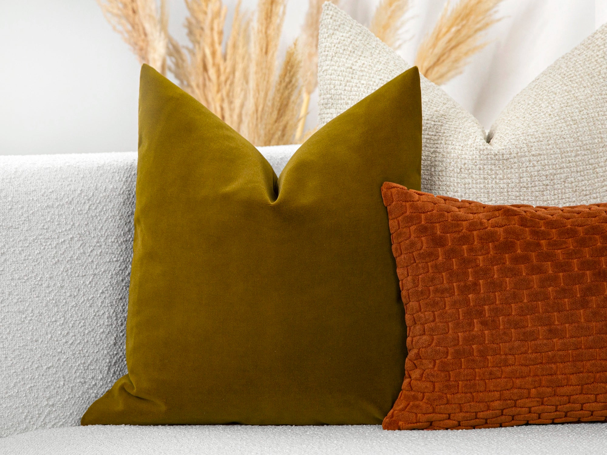 Golden Olive Velvet Pillow Cover