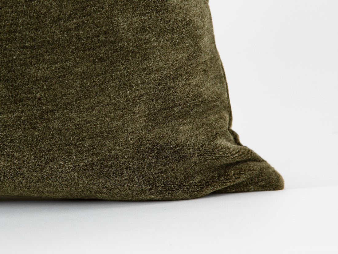 Olive Mohair Velvet Pillow Cover