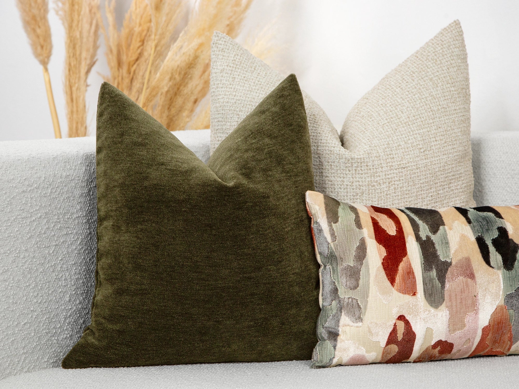 Olive Mohair Velvet Pillow Cover